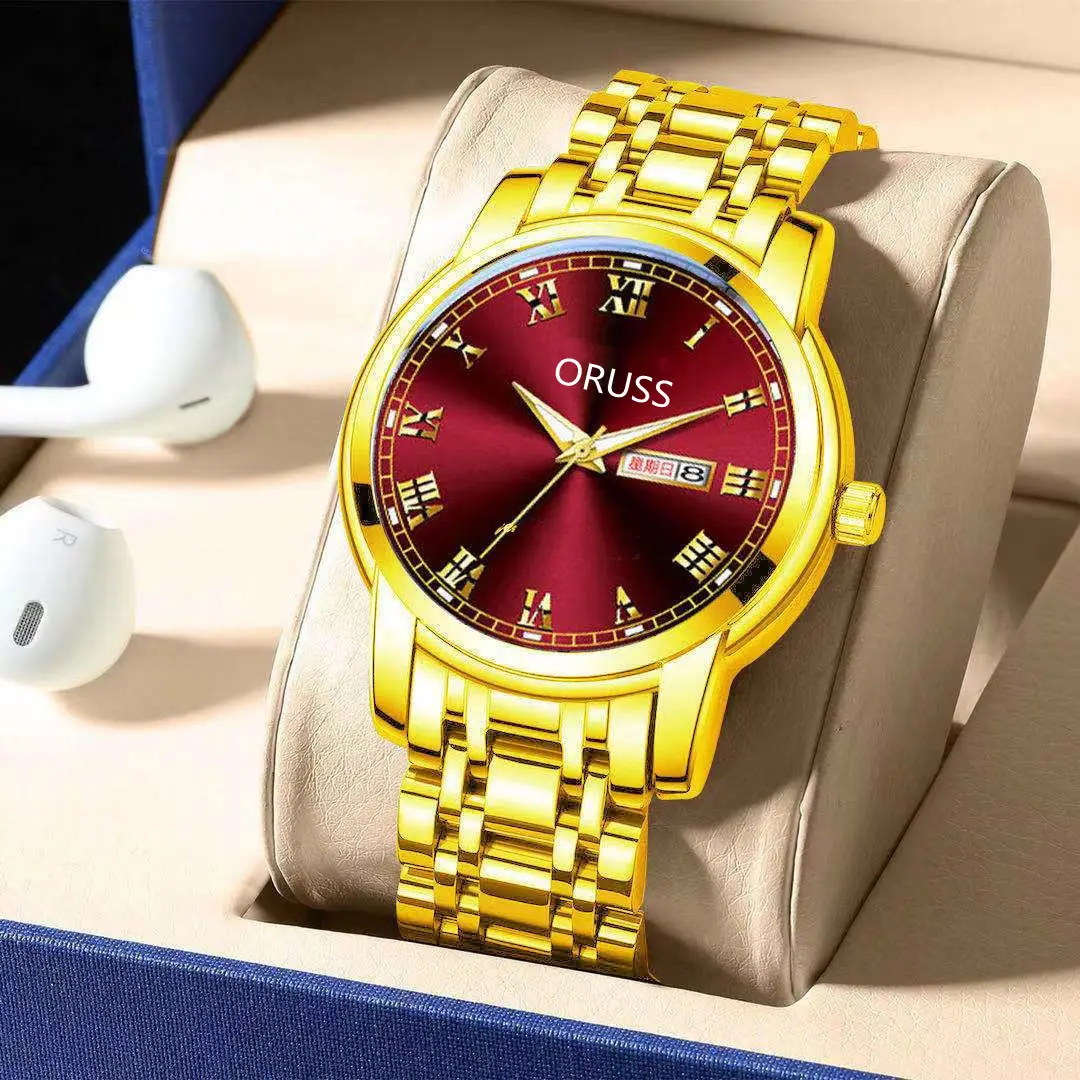 Orus Gold Watch for Men Waterproof Electronic Quartz - Image 3