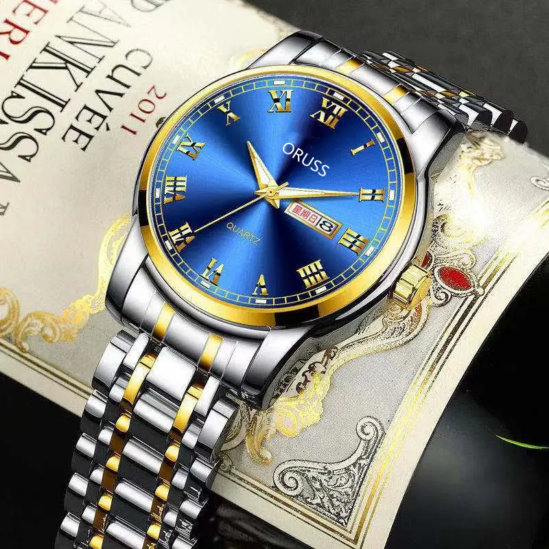 Orus Gold Watch for Men Waterproof Electronic Quartz - Image 4