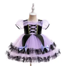 Children's Halloween Pumpkin Witch Dress White Cotton — feature 10