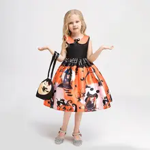 Children's Halloween Pumpkin Witch Dress White Cotton — feature 14