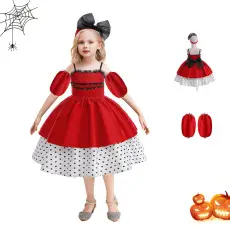 Children's Halloween Pumpkin Witch Dress White Cotton — feature 24