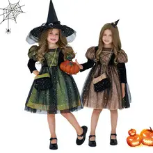 Children's Halloween Pumpkin Witch Dress White Cotton — feature 8