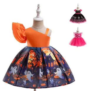 Pumpkin Witch Dress for Girls Halloween Cosplay Dress Orange Black — feature 1