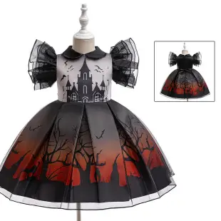 Pumpkin Witch Dress for Girls Halloween Cosplay Dress Orange Black — feature 6
