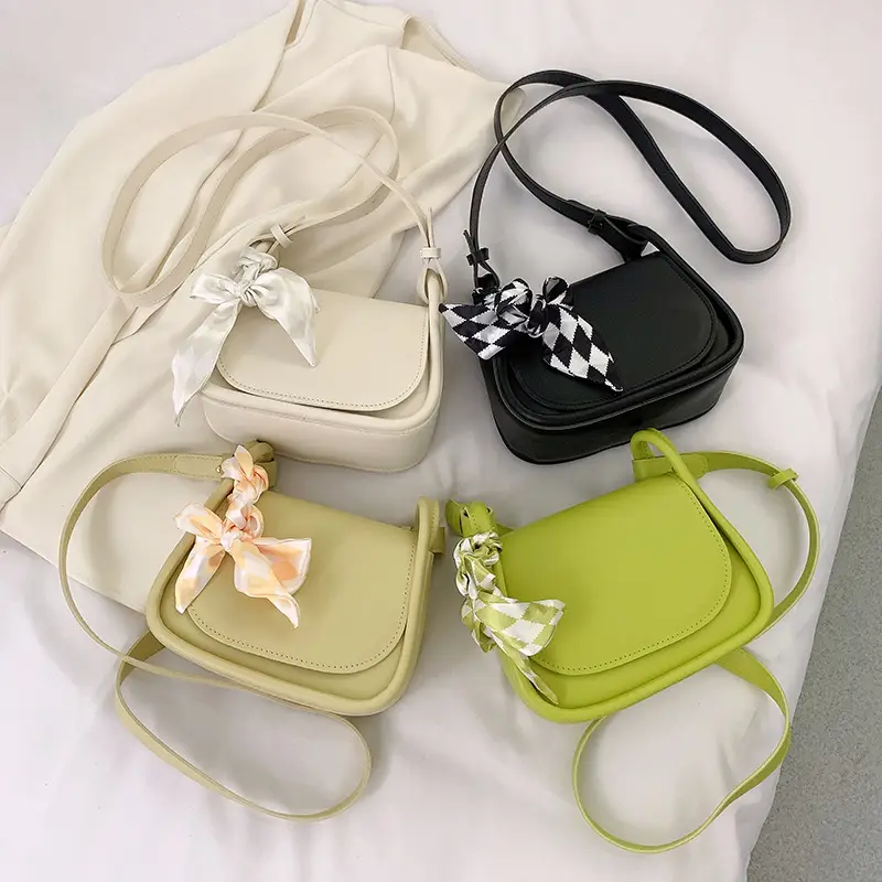 Women's Green Silk Crossbody Bag with Bow