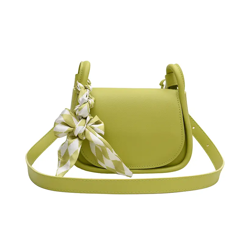 Women's Green Silk Crossbody Bag with Bow