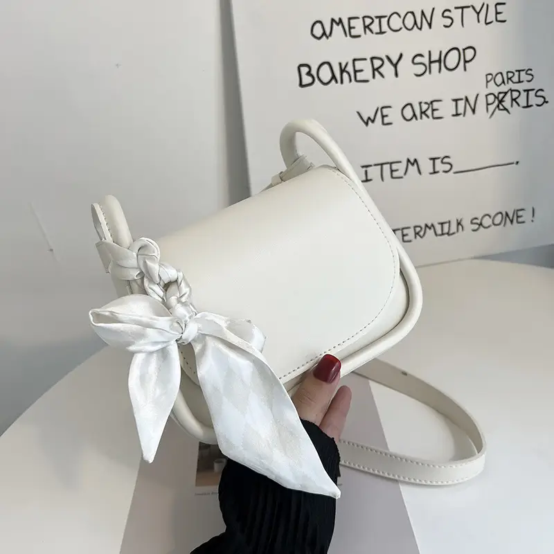 Women's Green Silk Crossbody Bag with Bow