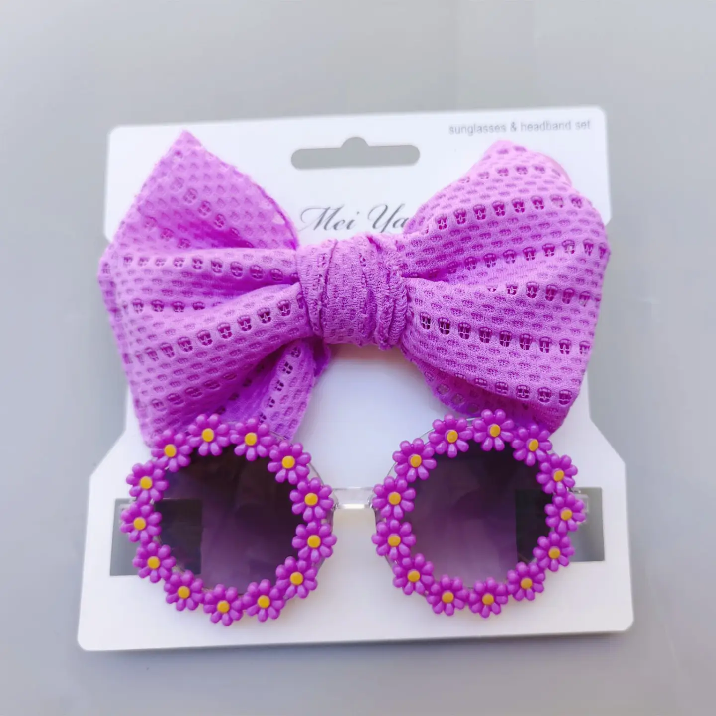 Blue Bow Sunglasses Headband Set for Girls - Image 3