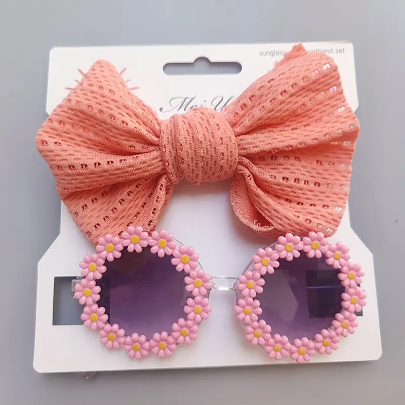 Blue Bow Sunglasses Headband Set for Girls - Image 2