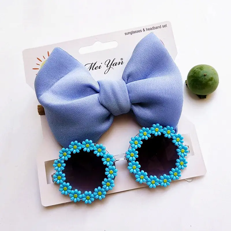 Blue Bow Sunglasses Headband Set for Girls - Image 7