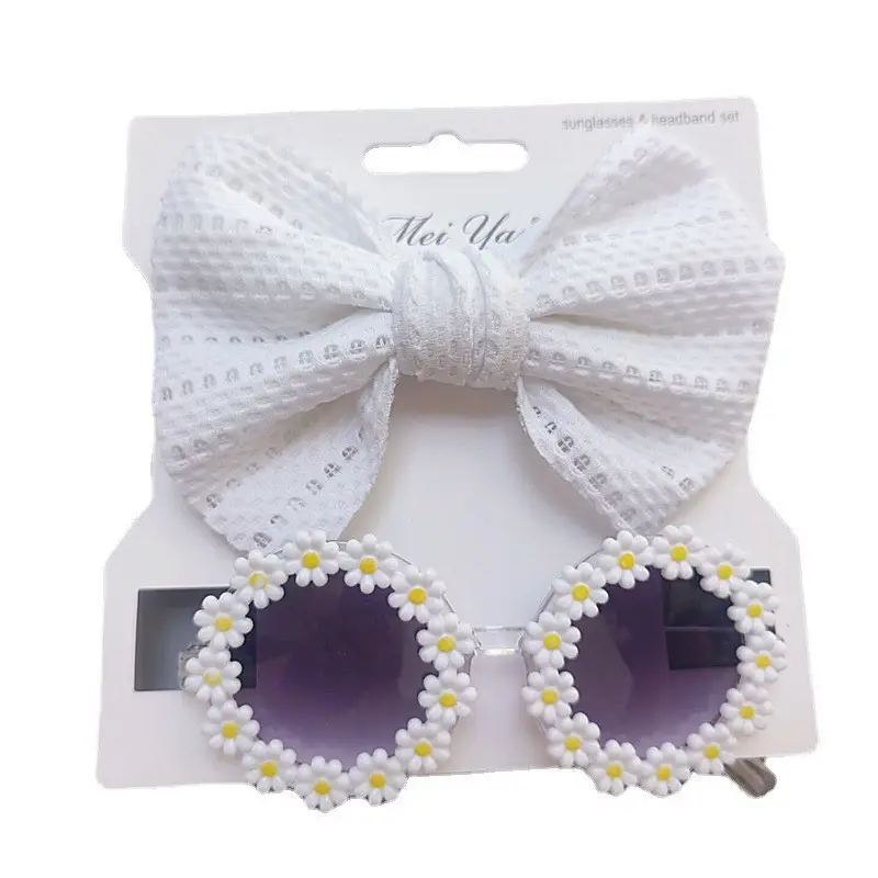 Blue Bow Sunglasses Headband Set for Girls - Image 9