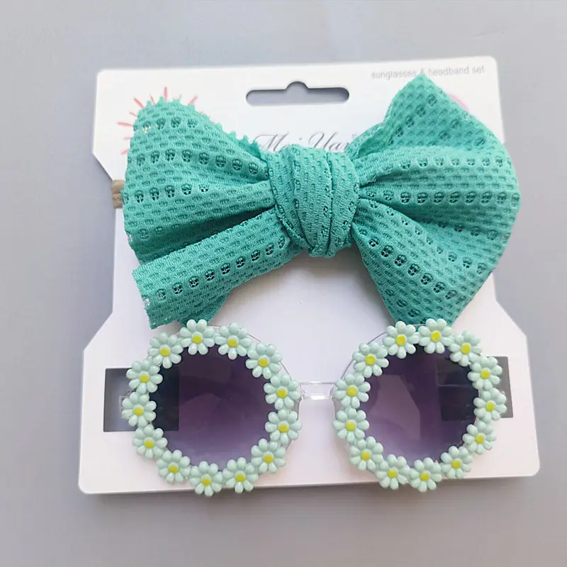 Blue Bow Sunglasses Headband Set for Girls - Image 4