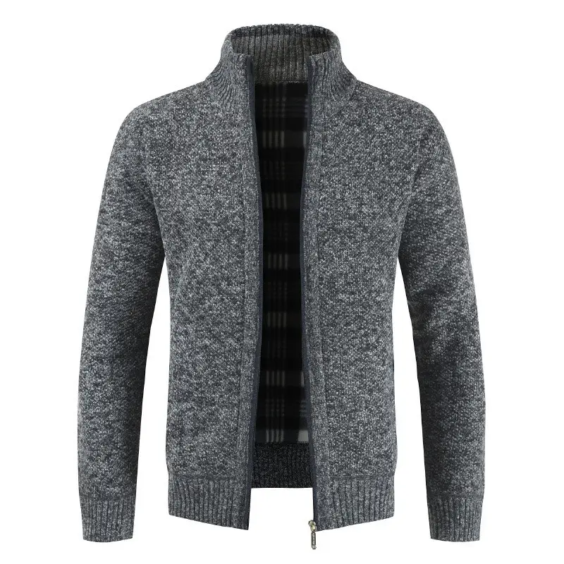 Men's Black Knitted Zipper Cardigan Coat - Image 10