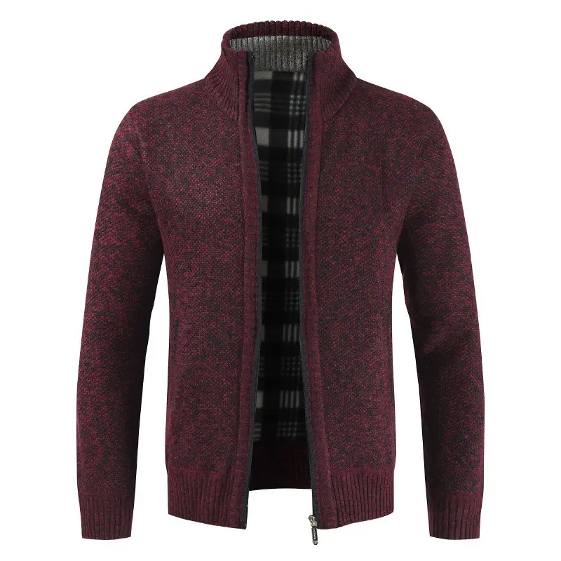 Men's Black Knitted Zipper Cardigan Coat - Image 11
