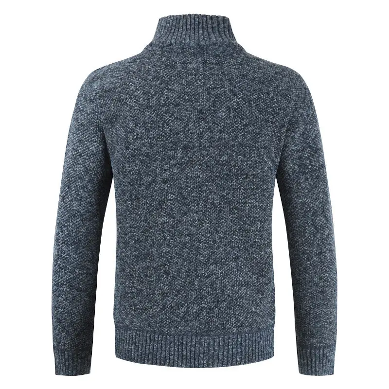 Men's Black Knitted Zipper Cardigan Coat - Image 12