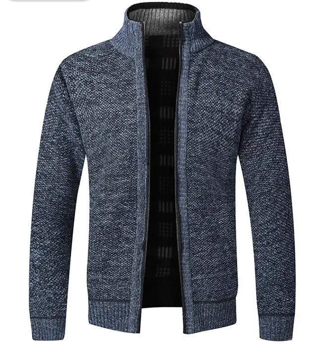 Men's Black Knitted Zipper Cardigan Coat - Image 5