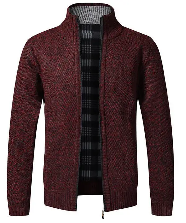 Men's Black Knitted Zipper Cardigan Coat - Image 6