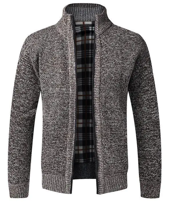 Men's Black Knitted Zipper Cardigan Coat - Image 7