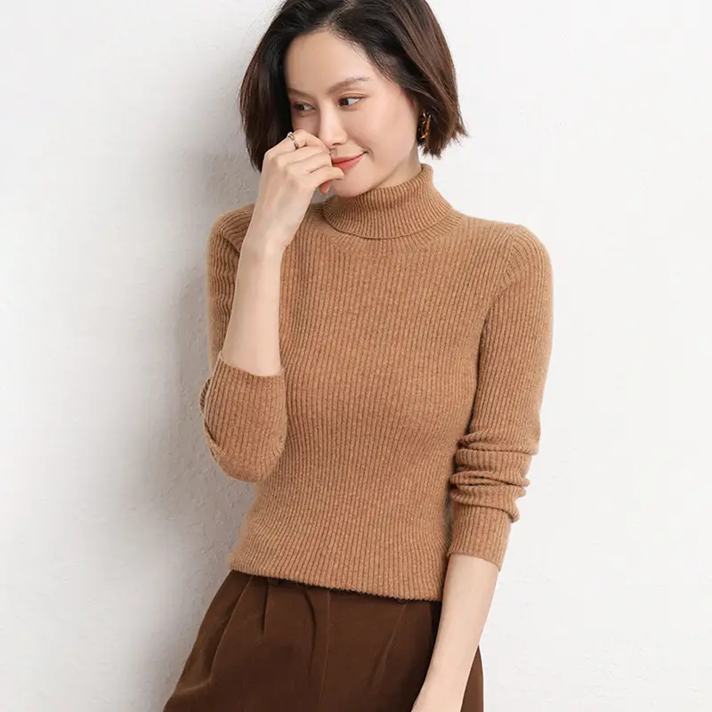 Women's 2025 Winter Knitted Turtleneck Sweater Blue - Image 15