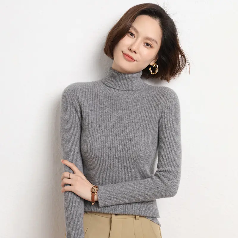 Women's 2025 Winter Knitted Turtleneck Sweater Blue - Image 12