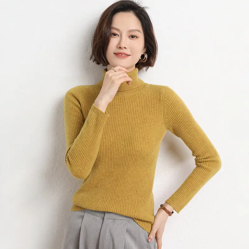Women's 2025 Winter Knitted Turtleneck Sweater Blue - Image 13