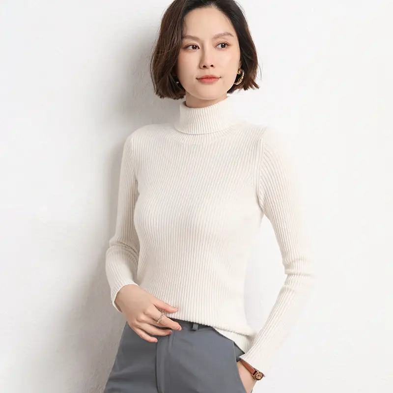 Women's 2025 Winter Knitted Turtleneck Sweater Blue - Image 16