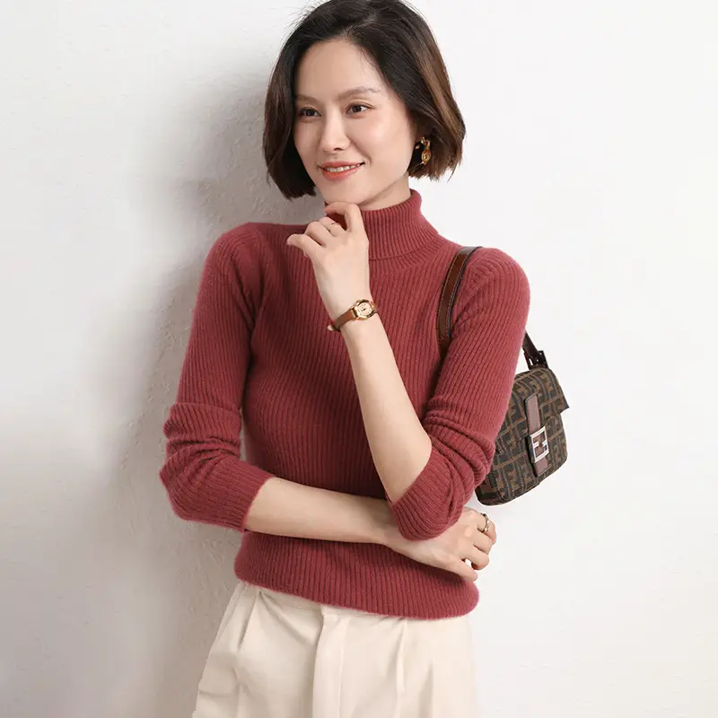 Women's 2025 Winter Knitted Turtleneck Sweater Blue - Image 18