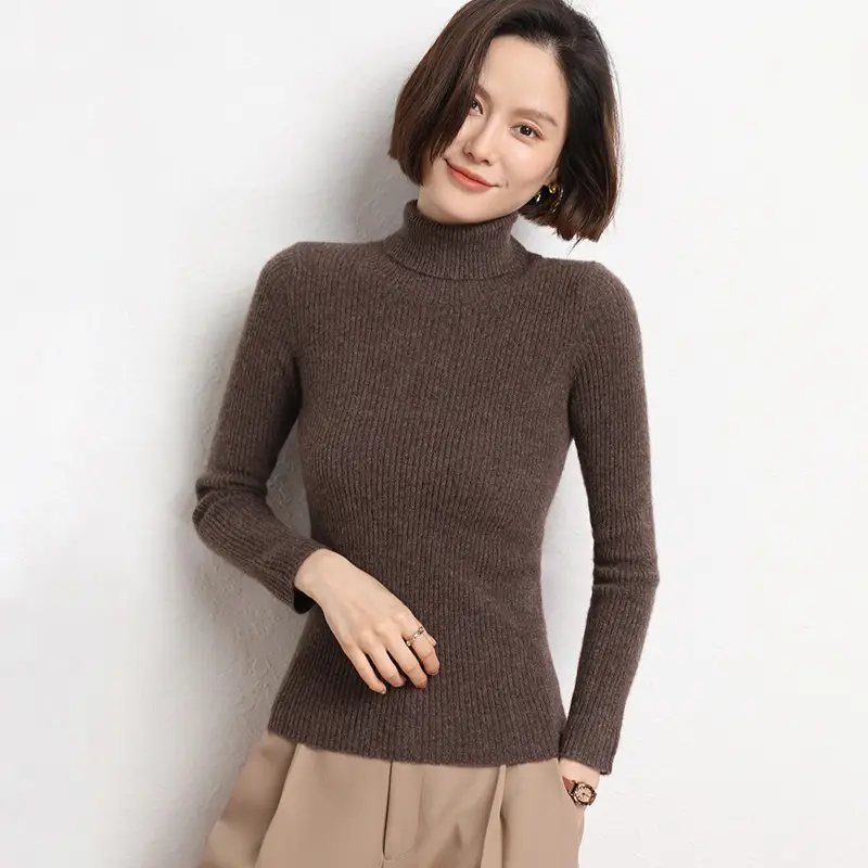 Women's 2025 Winter Knitted Turtleneck Sweater Blue - Image 2