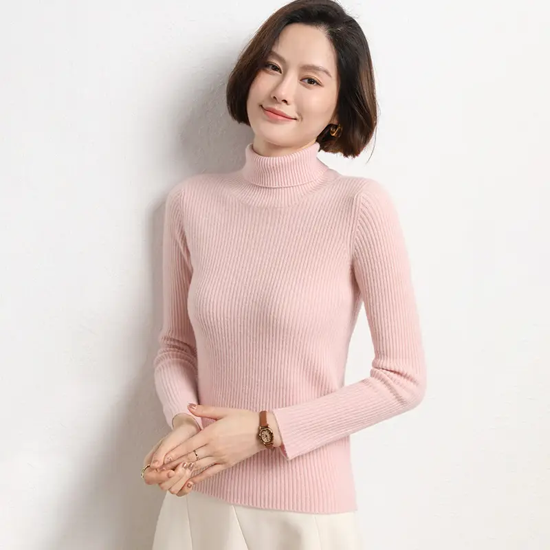 Women's 2025 Winter Knitted Turtleneck Sweater Blue - Image 5