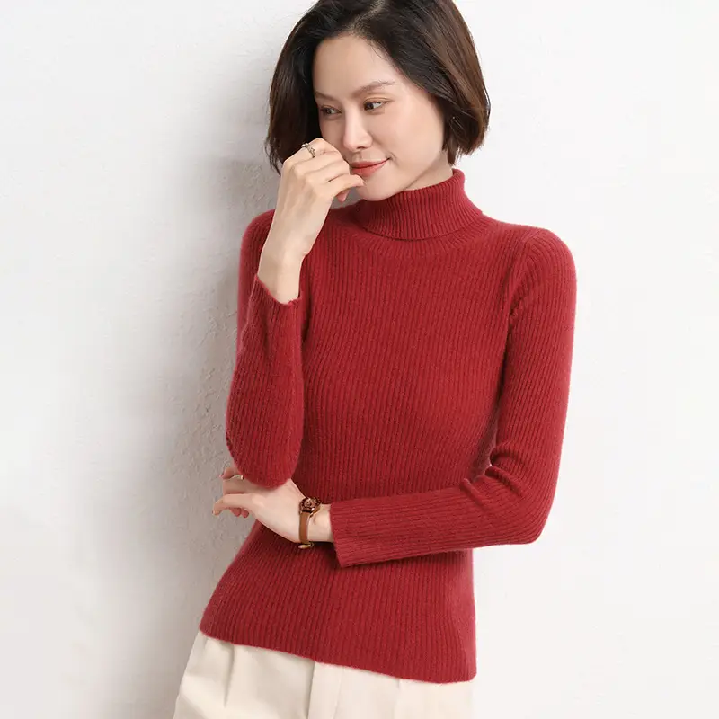 Women's 2025 Winter Knitted Turtleneck Sweater Blue - Image 6