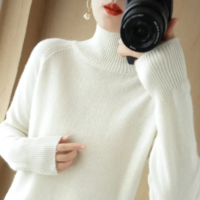 2022 Blue High-Neck Long Sleeve Pullover Knitwear - Image 14