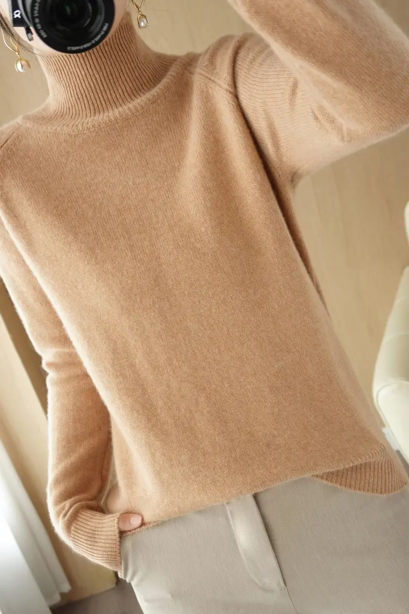 2022 Blue High-Neck Long Sleeve Pullover Knitwear - Image 2