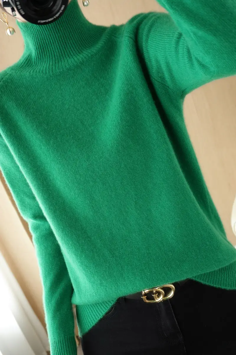 2022 Blue High-Neck Long Sleeve Pullover Knitwear - Image 7