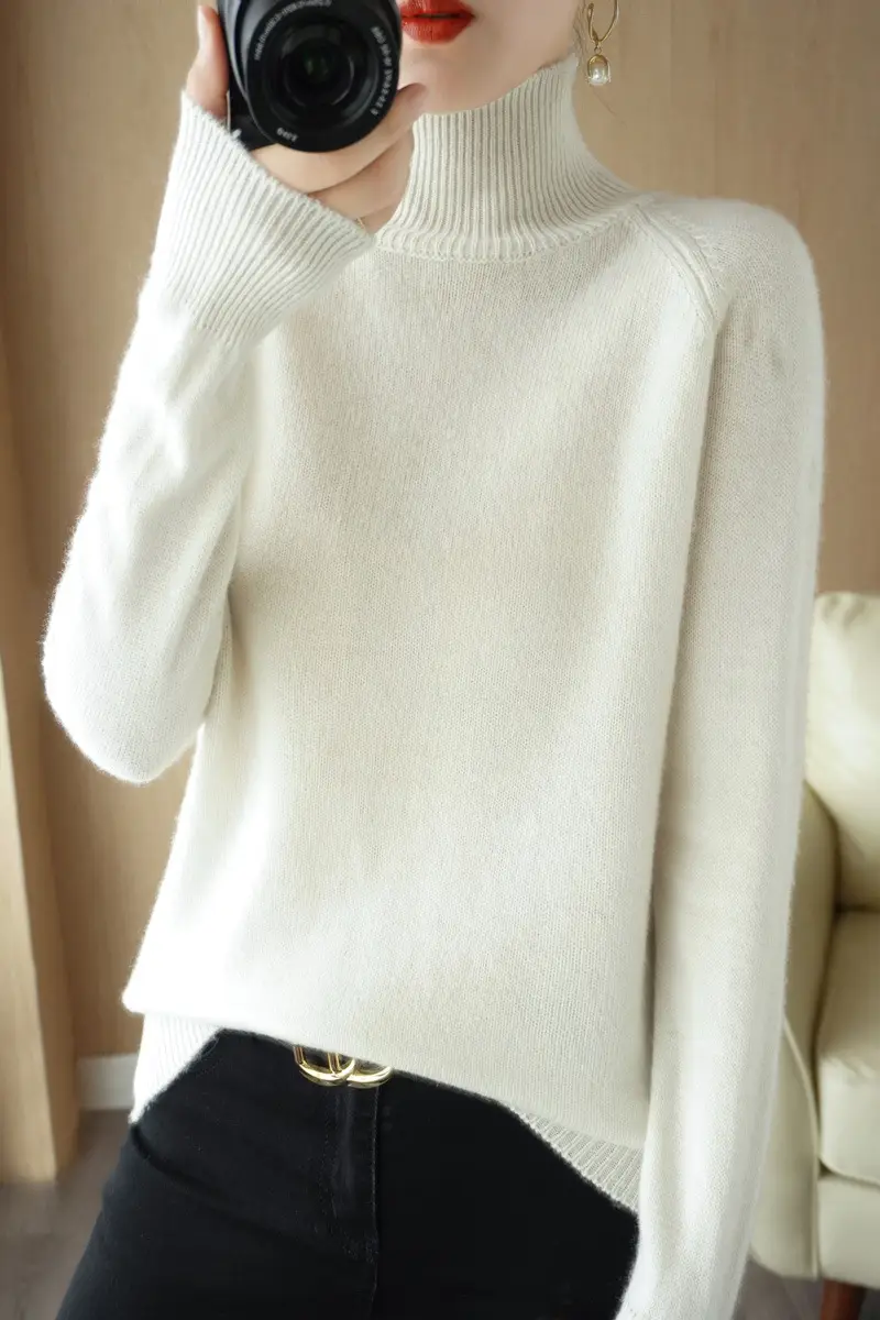 2022 Blue High-Neck Long Sleeve Pullover Knitwear - Image 9