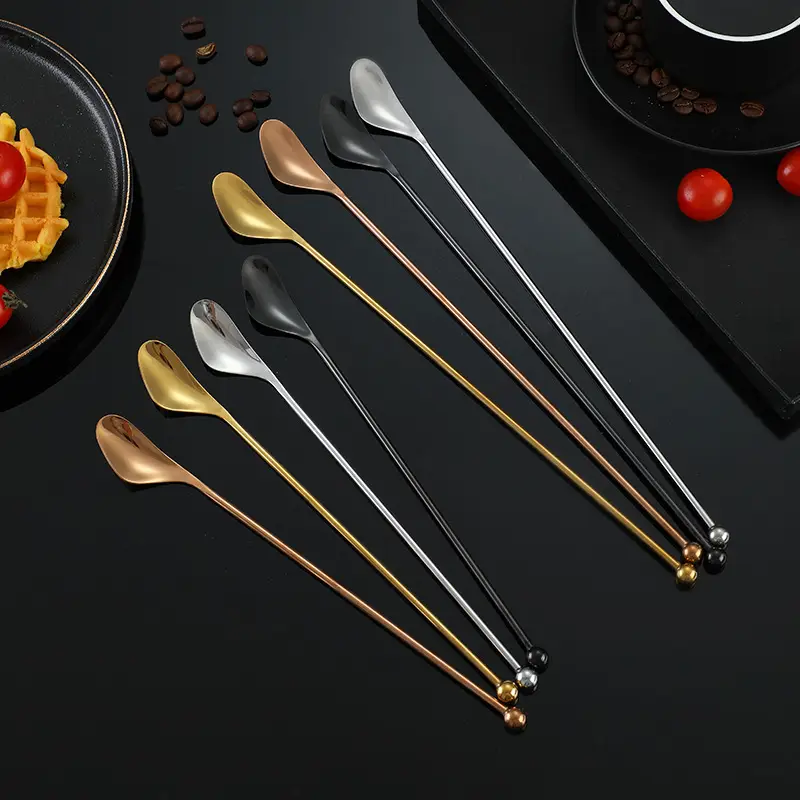 304 Stainless Steel Bar Spoon Long Handle Mixing Rod Double Head - Image 3