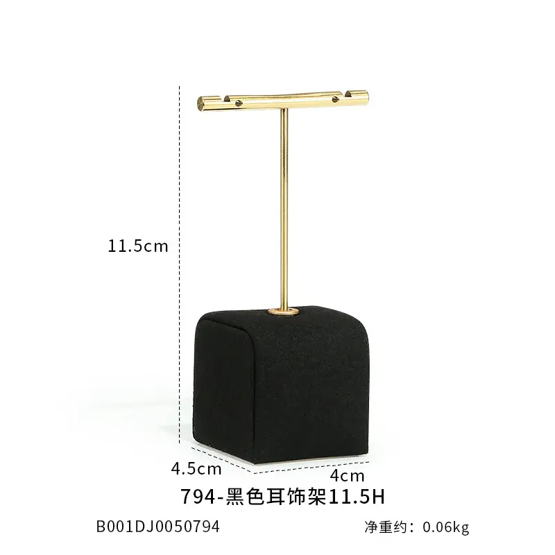 Black Microfiber Jewelry Display Stand with Neckpiece & Earrings - Image 5
