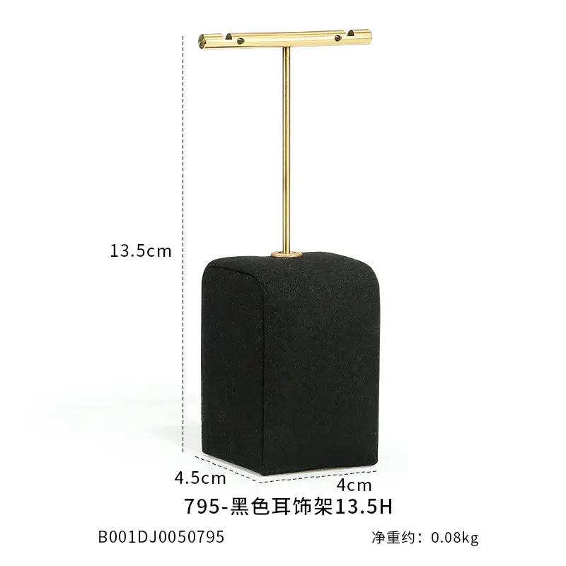 Black Microfiber Jewelry Display Stand with Neckpiece & Earrings - Image 6