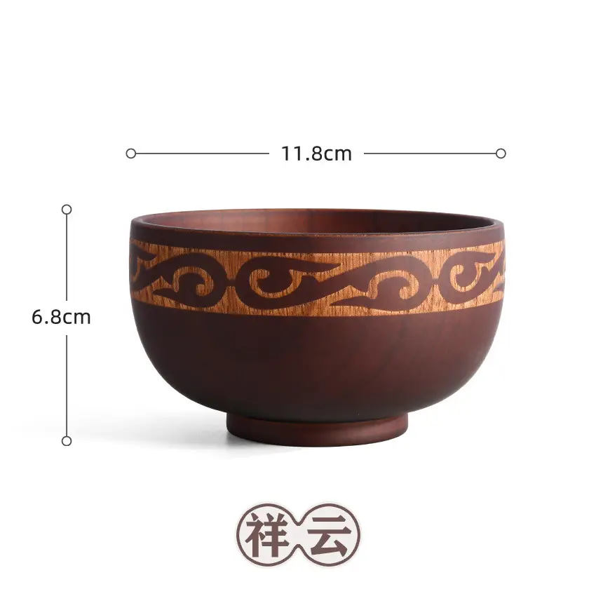 Ethnic Carved Wooden Bowl Set for Tableware - Image 2