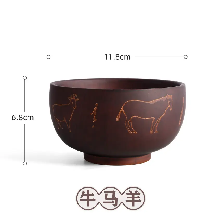 Ethnic Carved Wooden Bowl Set for Tableware - Image 4