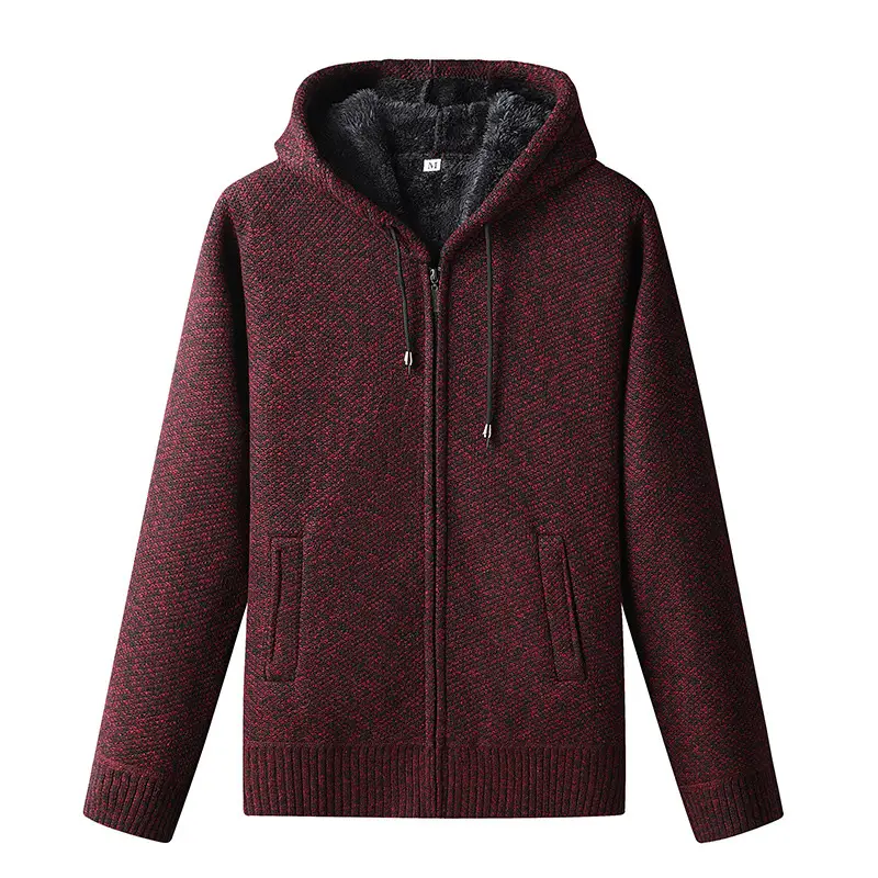 Men Maroon Fleece Hoodie Extra Large Knitted Winter - Image 3