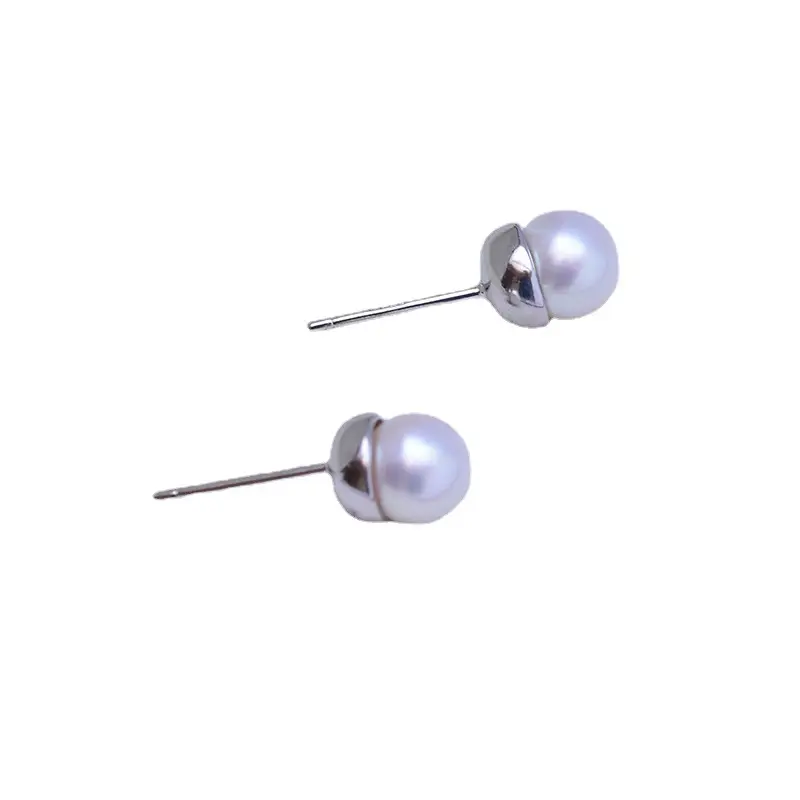 Freshwater Pearl Earrings 6-7mm Gold Plated - Image 7