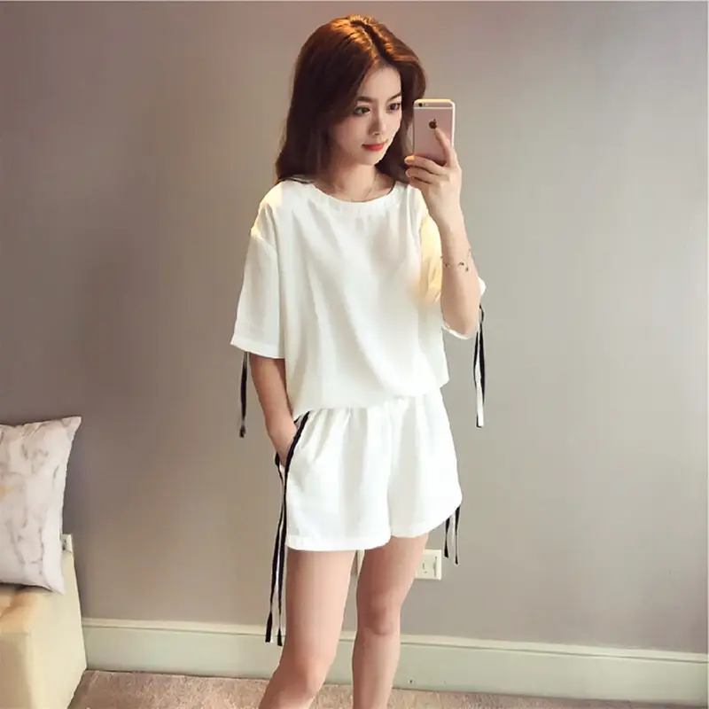 Black Loose Fit Two-Piece Summer Suit for Women