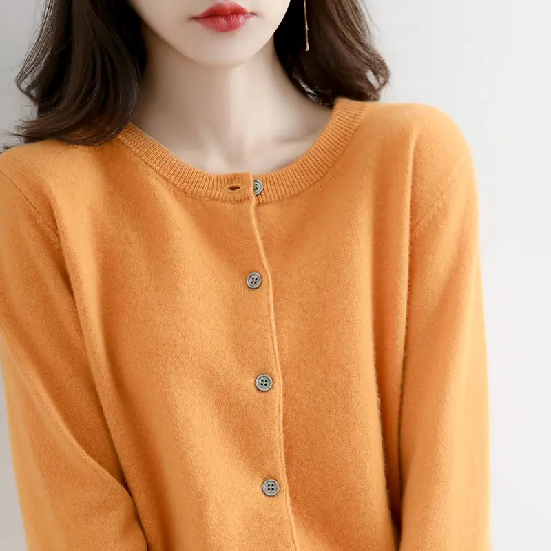 Women Knitted Cardigan Sweater White Large