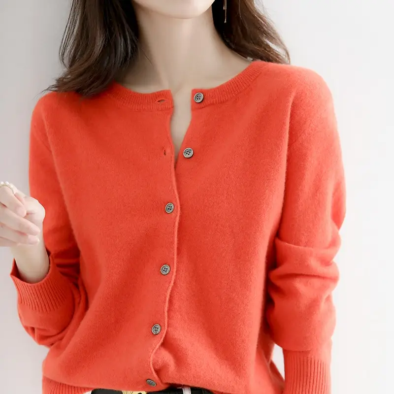 Women Knitted Cardigan Sweater White Large