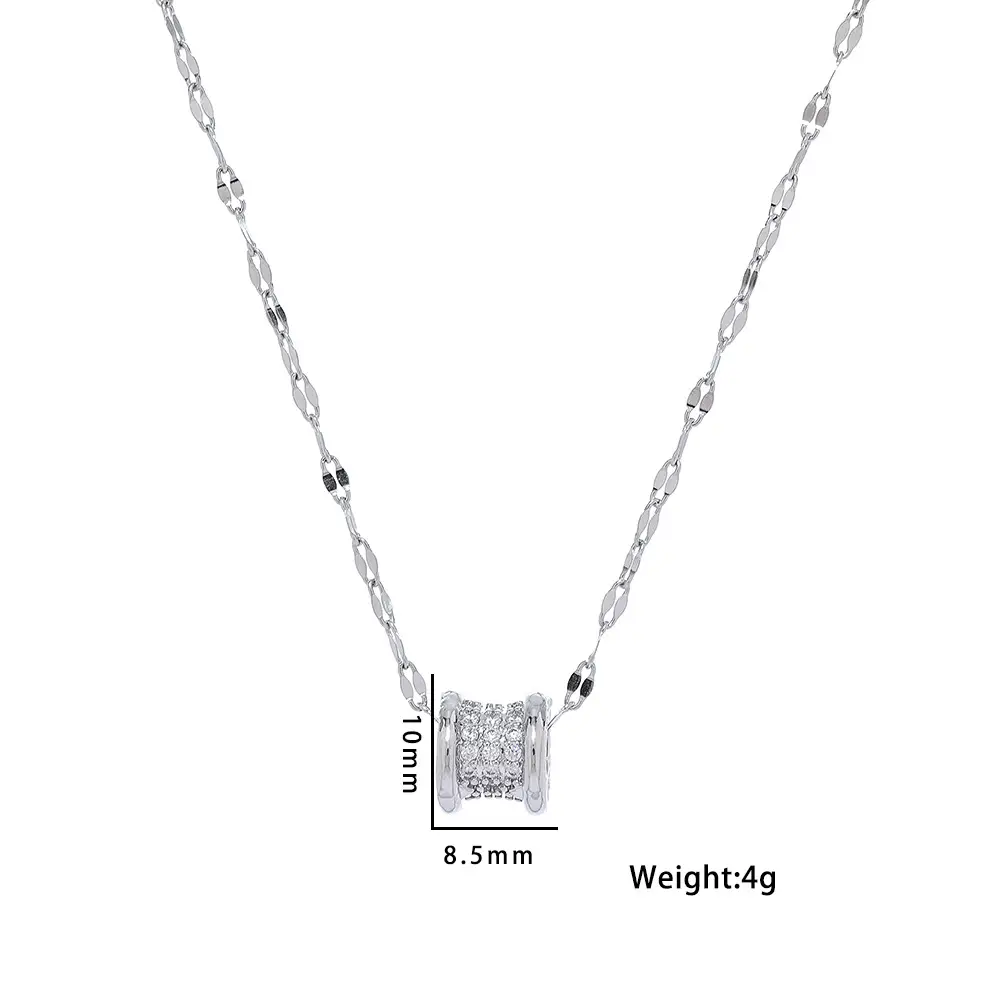 Full Diamond Small Waist Titanium Steel Necklace Women's Fashion - Image 4