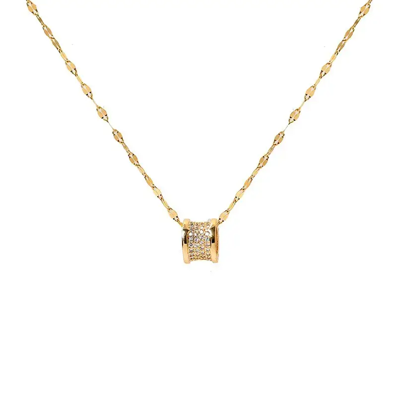 Full Diamond Small Waist Titanium Steel Necklace Women's Fashion - Image 5