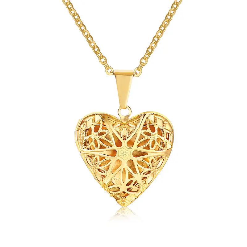 Gold Heart-Shaped Photo Necklace for Women - Image 7