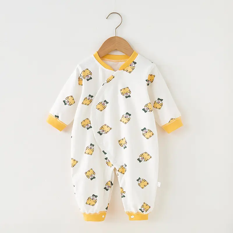 Newborn Pure Cotton Boneless Baby Jumpsuit White Blue 1971