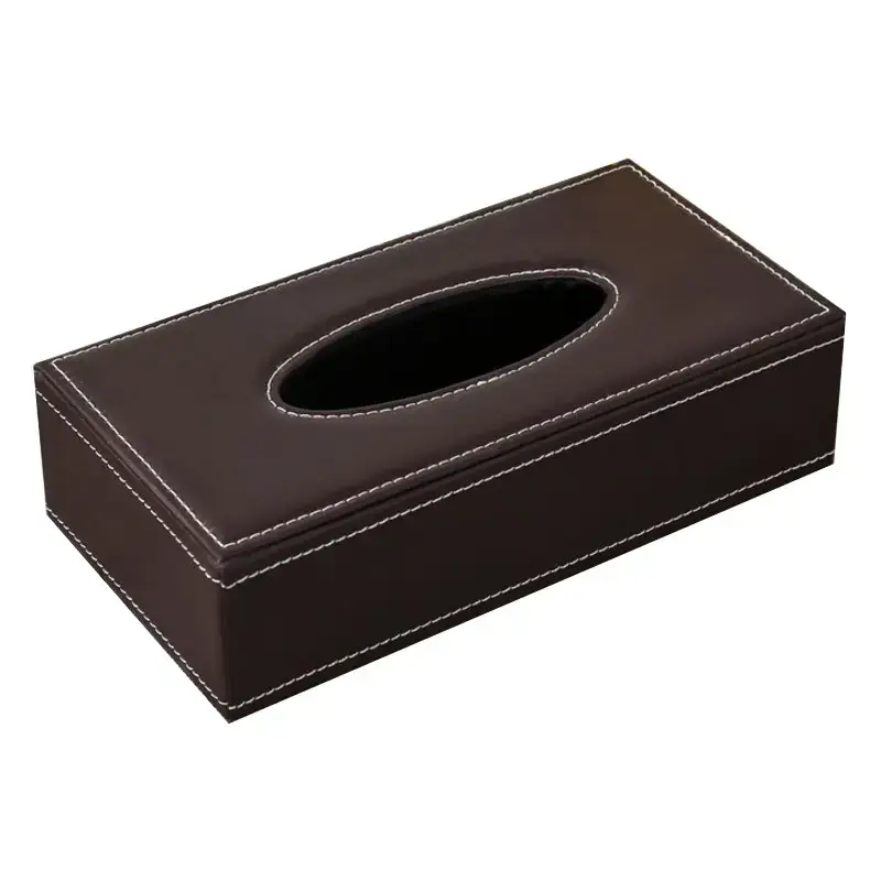 Black Leather Tissue Box for Home Office - Image 2
