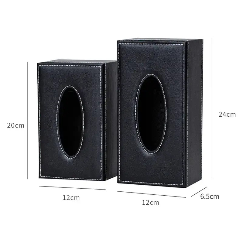 Black Leather Tissue Box for Home Office - Image 5